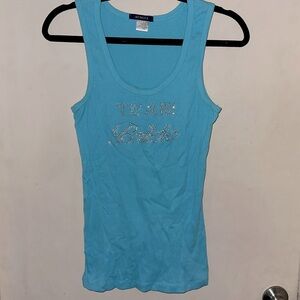 Team bride rhinestone ribbed tank